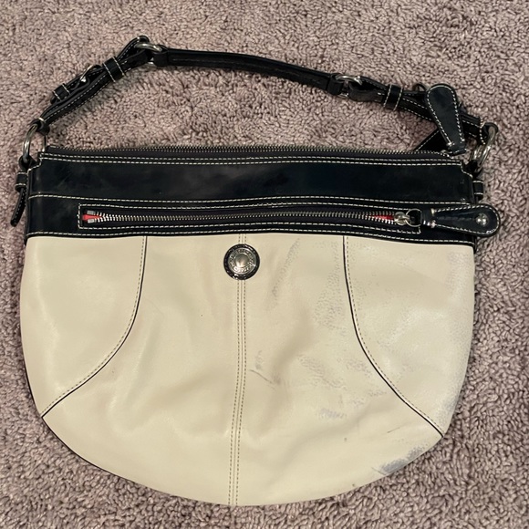 White and Black Coach Purse - Picture 2 of 3